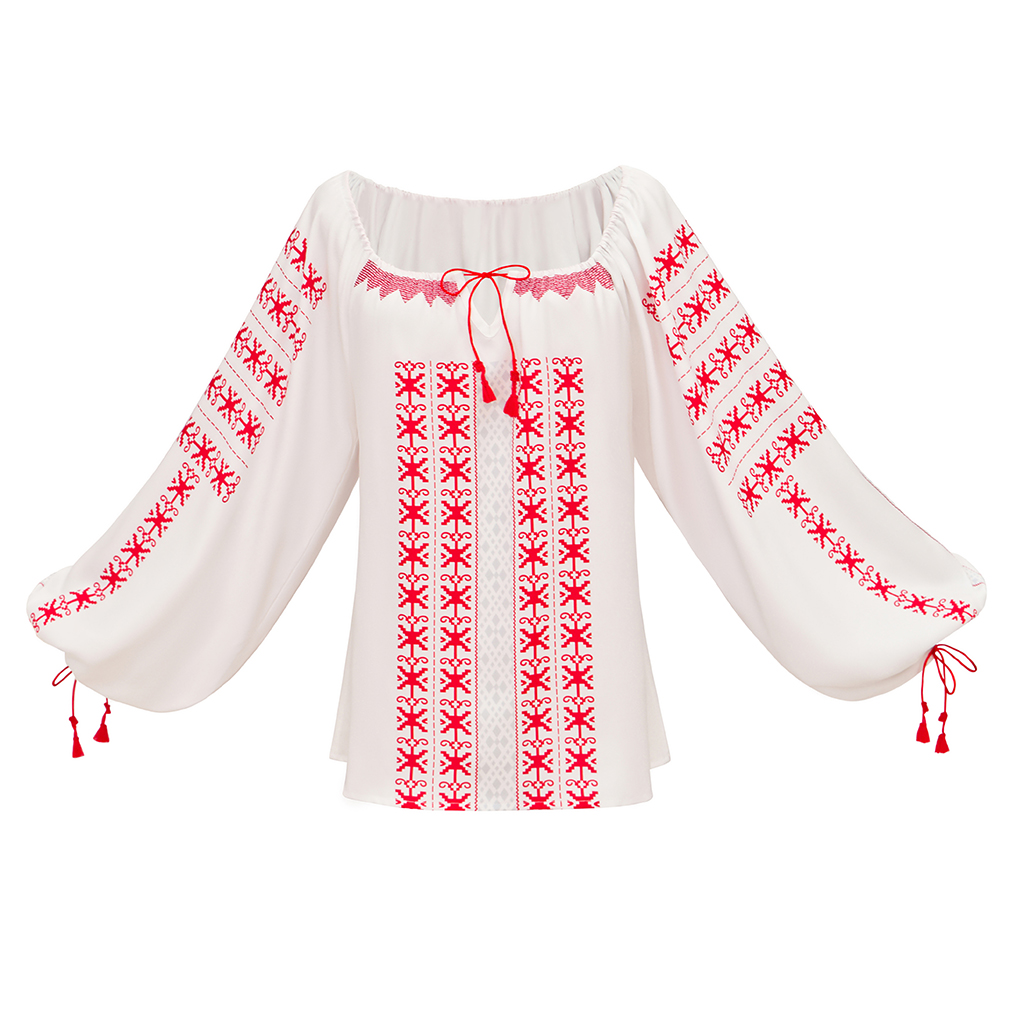 Puff Sleeve Blouse - มาริออน เรเวนวูดคอสเพลย์เครื่องแต่งกายผู้หญิงวินเทจลำลองพิมพ์แขนยาวเสื้อคาร์นิวัลปาร์ตี้ท็อปส์ซู