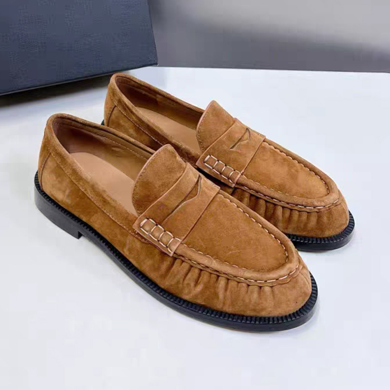 Women'S Fashion Loafers - รองเท้าโลฟเฟอร์ผู้หญิงแบบใหม่ หัวมน หนังแท้คุณภาพสูง ส้นเตี้ย ใส่สบาย เหมาะสำหรับเดินทางไปทำงาน