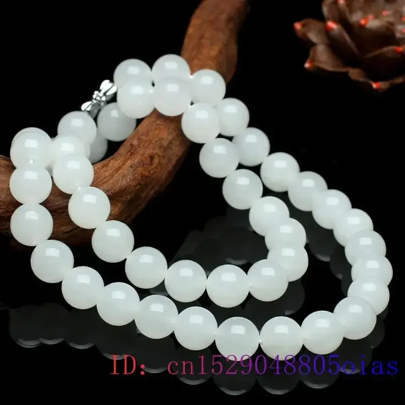 Women'S Fashion Gifts - สีขาวหยกลูกปัดสร้อยคอลูกปัดธรรมชาติแฟชั่นเครื่องประดับอัญมณี Charm ของขวัญ Chalcedony Amulet ผู้หญิง