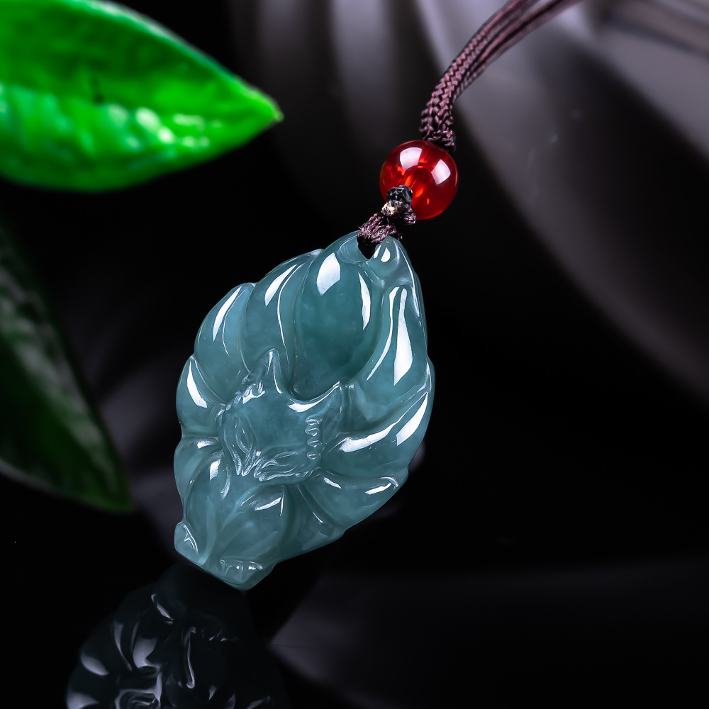 Women'S Fashion Gifts - หยกพม่าธรรมชาติจี้รูปสุนัขจิ้งจอกสร้อยคอวินเทจอัญมณีหยกแท้ดีไซเนอร์แฟชั่นเครื่องประดับของขวัญสำหรับผู้หญิง