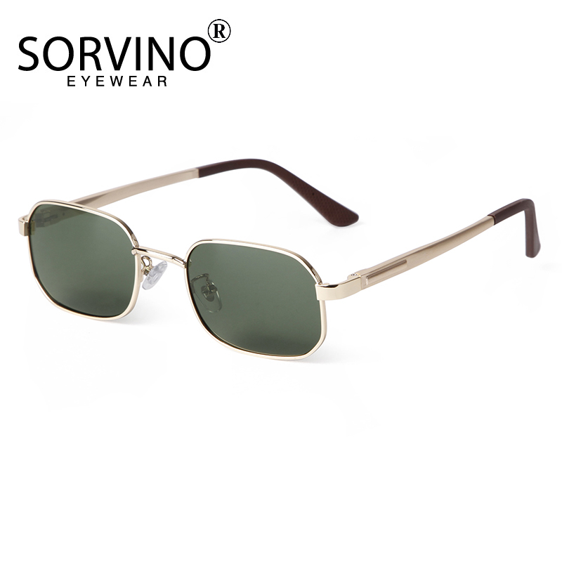 Women'S Zara Fashion Brand - SORVINO แฟชั่นแว่นตากันแดดรูปสี่เหลี่ยมผืนผ้าขนาดเล็กผู้ชายผู้หญิงอินเทรนด์สีเขียวสแควร์ขับรถดวงอาทิตย์แว่นตาแบรนด์หรูกรอบแว่นตาโลหะ