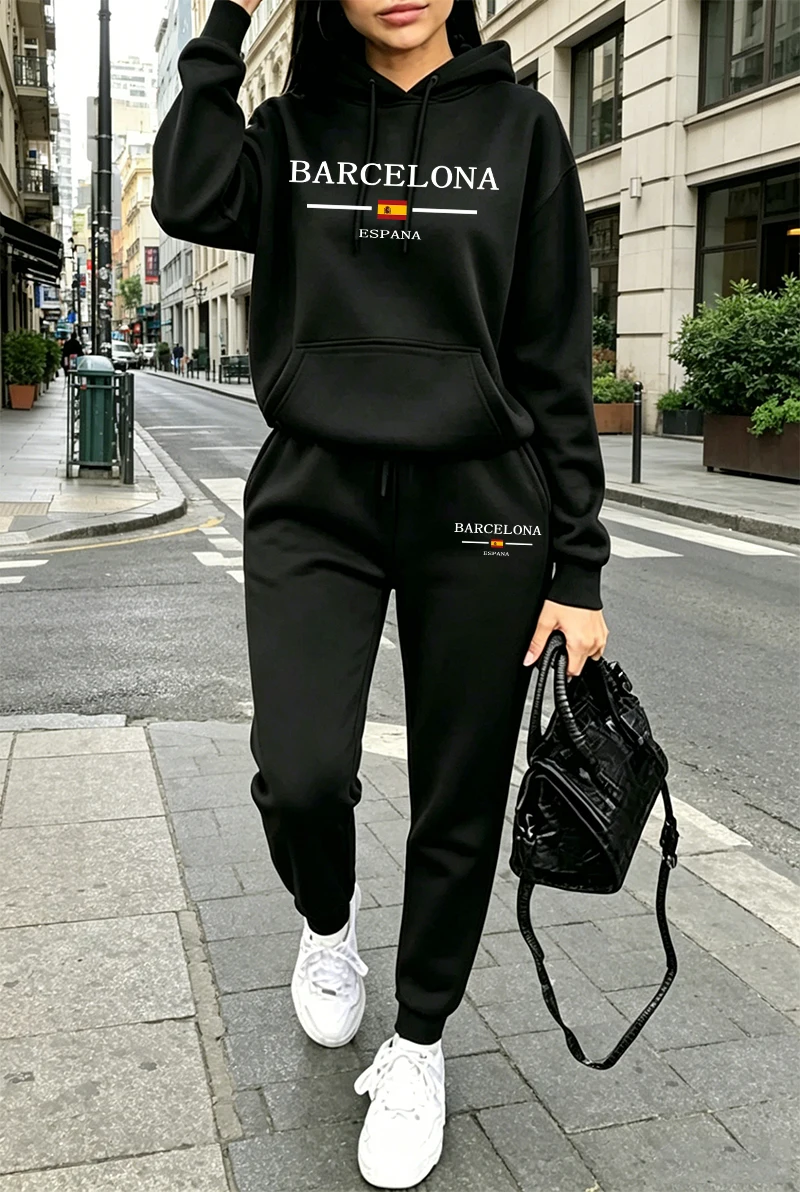 Women'S Fashion Hoodie - ชุดวอร์มแฟชั่นผู้หญิง พิมพ์ลาย เสื้อฮู้ดลำลอง เสื้อสเวตเชิ้ตสำหรับกิจกรรมกลางแจ้ง เสื้อผ้ากีฬา วิ่งจ๊อกกิ้ง