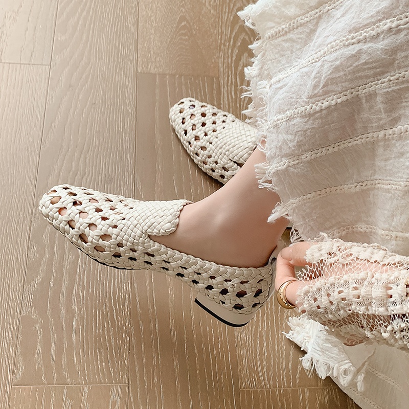 Women'S Fashion Loafers - รองเท้าสานหนังแท้แฟชั่นสุดฮิตปี 2026 รองเท้าส้นเตี้ยระบายอากาศสำหรับผู้หญิง รองเท้าลำลองแบบสวมสำหรับฤดูร้อน รองเท้าลำลองสำหรับผู้หญิง