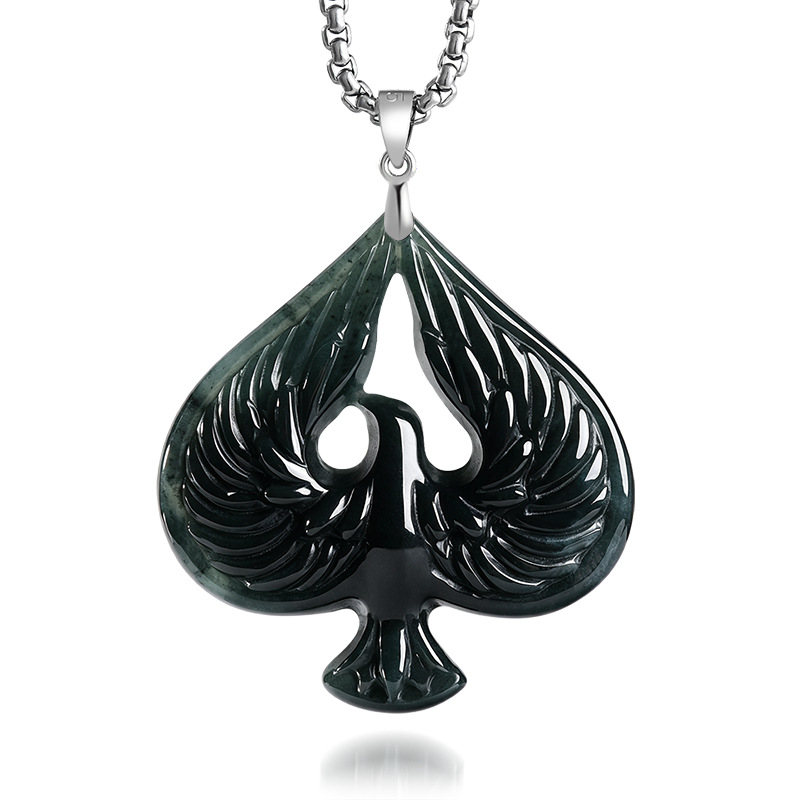 Women'S Fashion Gifts - สร้อยคอจี้หยกแท้สีดำลายไก่ ทำจากเงิน S925 แกะสลักอย่างประณีต เครื่องประดับหยกแท้ ของขวัญเครื่องรางแฟชั่นสำหรับผู้หญิง