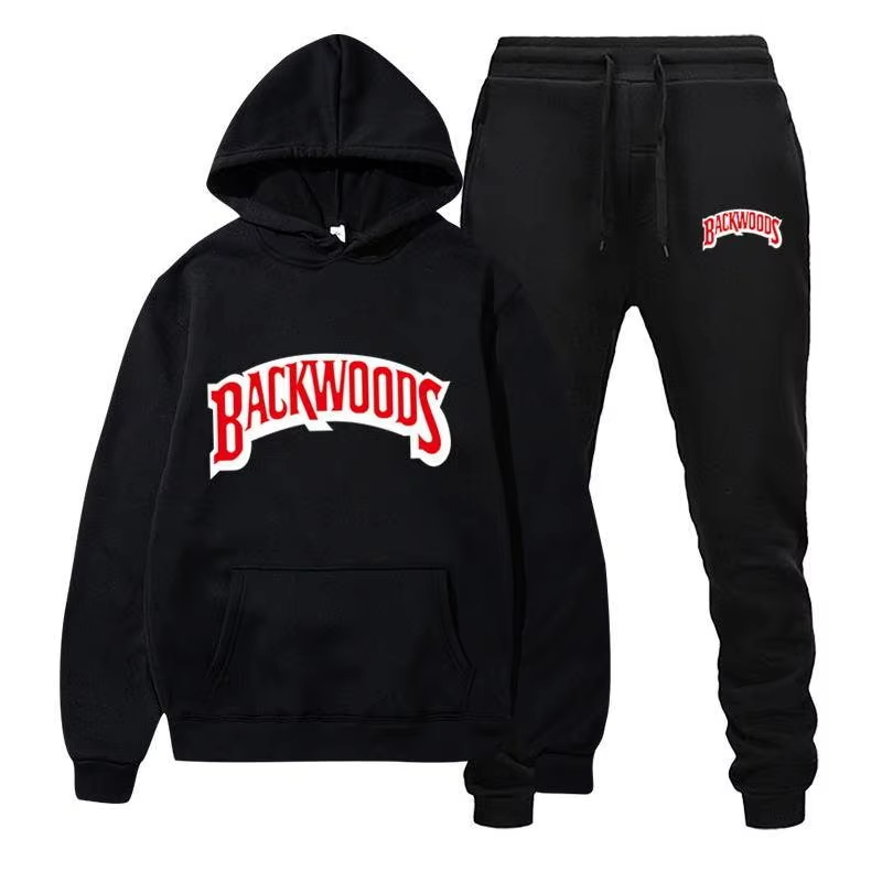 Women'S Fashion Hoodie - ชุดฮู้ดดี้ฤดูหนาว 2026 สำหรับผู้ชาย แฟชั่นเสื้อฮู้ดดี้ผ้าฟลีซสีแดง กางเกงแบรนด์สีดำ ชุดลำลองจ็อกเกอร์
