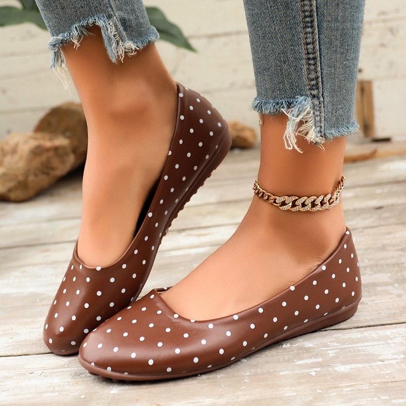 รองเท้าส้นเตี้ยสีขาวลายจุดสำหร - Women'S Fashion Loafers บทวิจารณ์และราคา