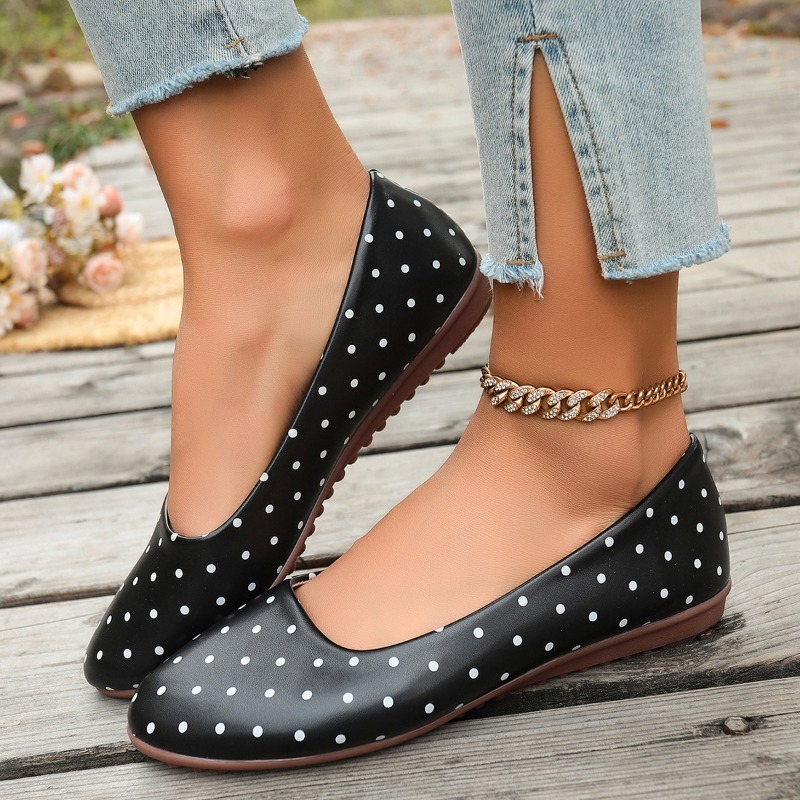 รองเท้าส้นเตี้ยสีขาวลายจุดสำหร - Women'S Fashion Loafers บทวิจารณ์และราคา