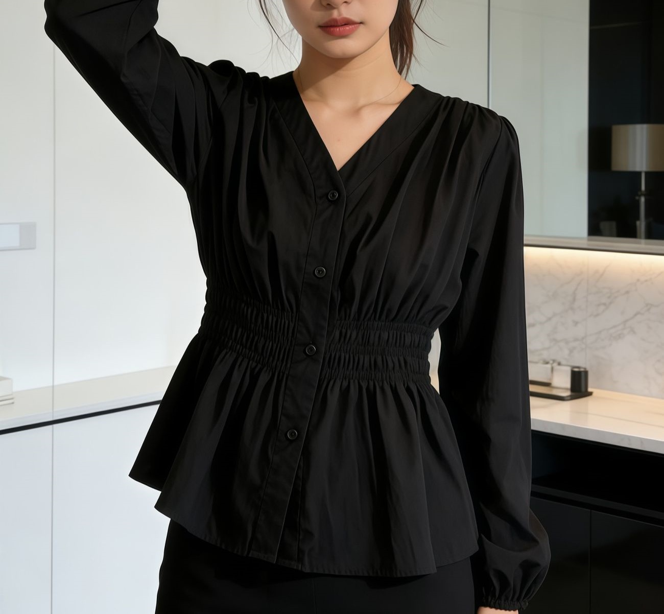 เสื้อเชิ้ตและเสื้อเบลาส์สำหรับ - Puff Sleeve Blouse บทวิจารณ์และราคา