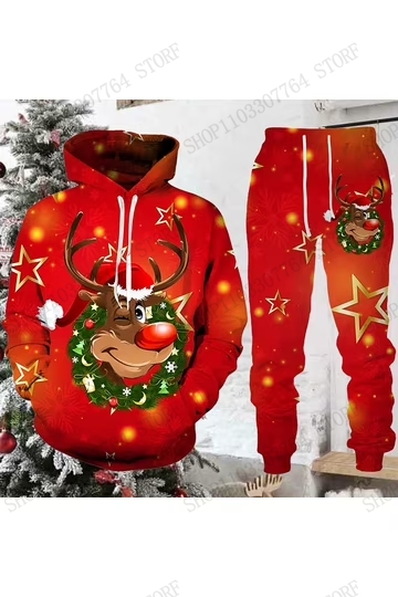 ชุดฮู้ดดี้และกางเกงลายกวางเรนเ - Women'S Fashion Hoodie บทวิจารณ์และราคา