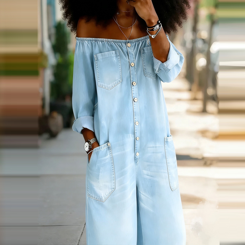 จั๊มสูทแฟชั่นผู้หญิง แขนยาว ทร - Women'S Fashion Vintage Off Shoulder Long Sleeve Jumpsuit บทวิจารณ์และราคา