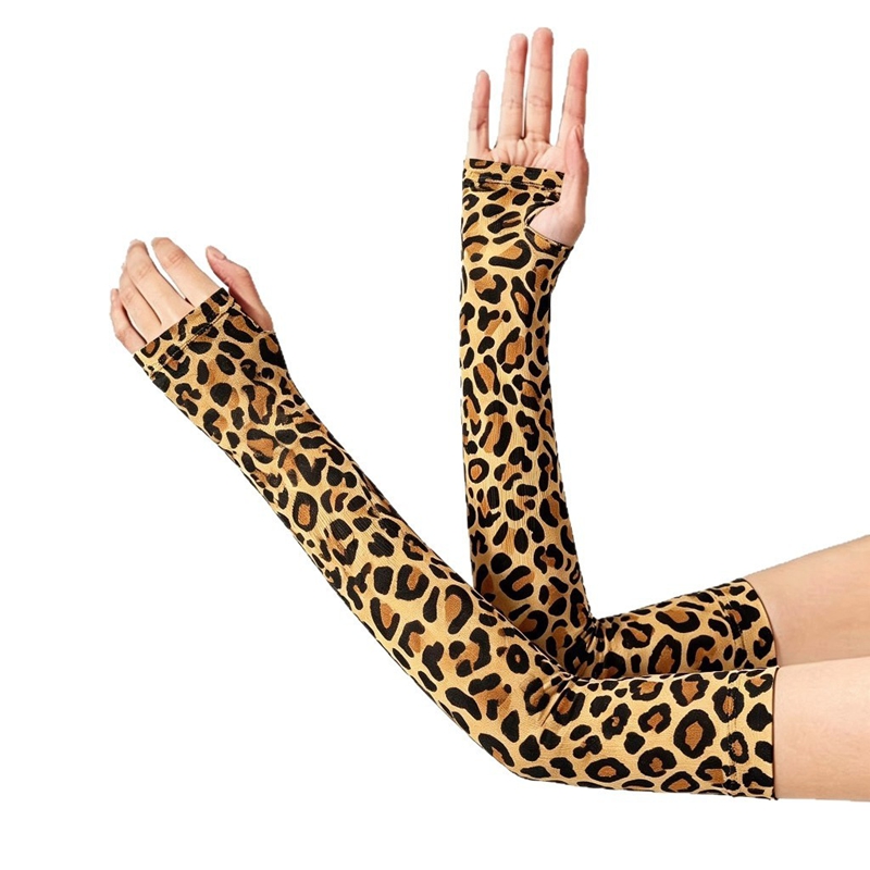 ปลอกแขนแฟชั่นลายเสือดาวแบบยาว  - Women Fashion Gloves บทวิจารณ์และราคา