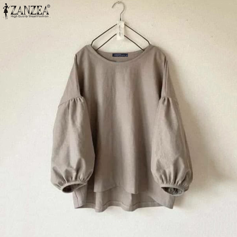 ZANZEA เสื้อผู้หญิงไซส์ใหญ่ เส - Puff Sleeve Blouse บทวิจารณ์และราคา