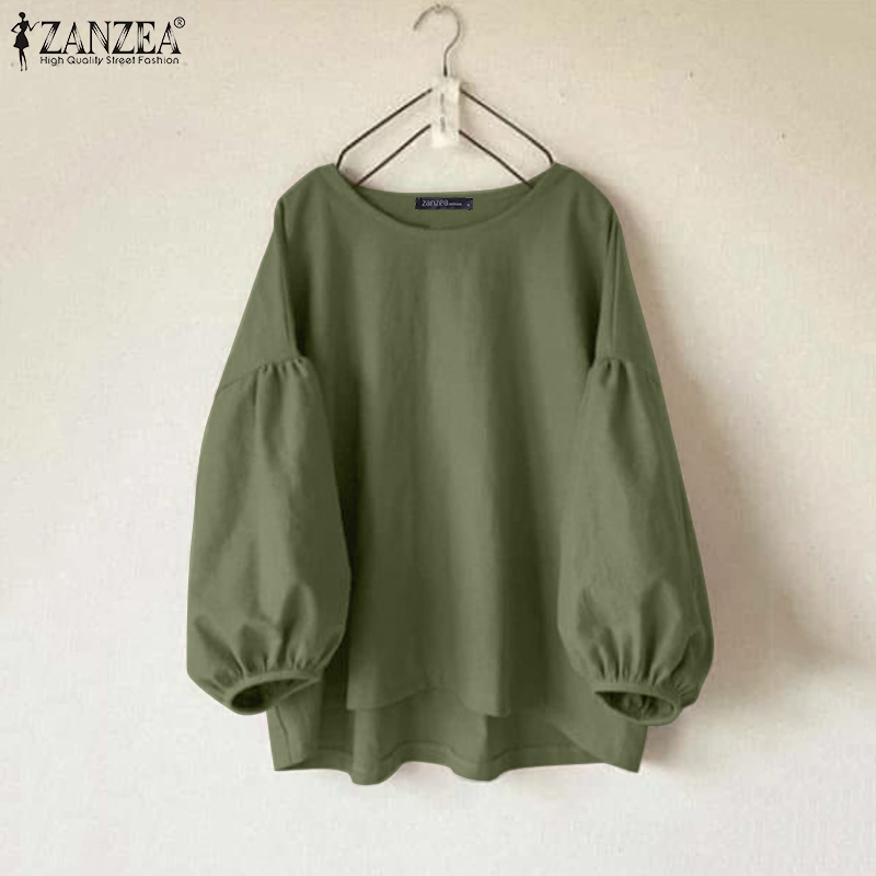 ZANZEA เสื้อผู้หญิงไซส์ใหญ่ เส - Puff Sleeve Blouse บทวิจารณ์และราคา