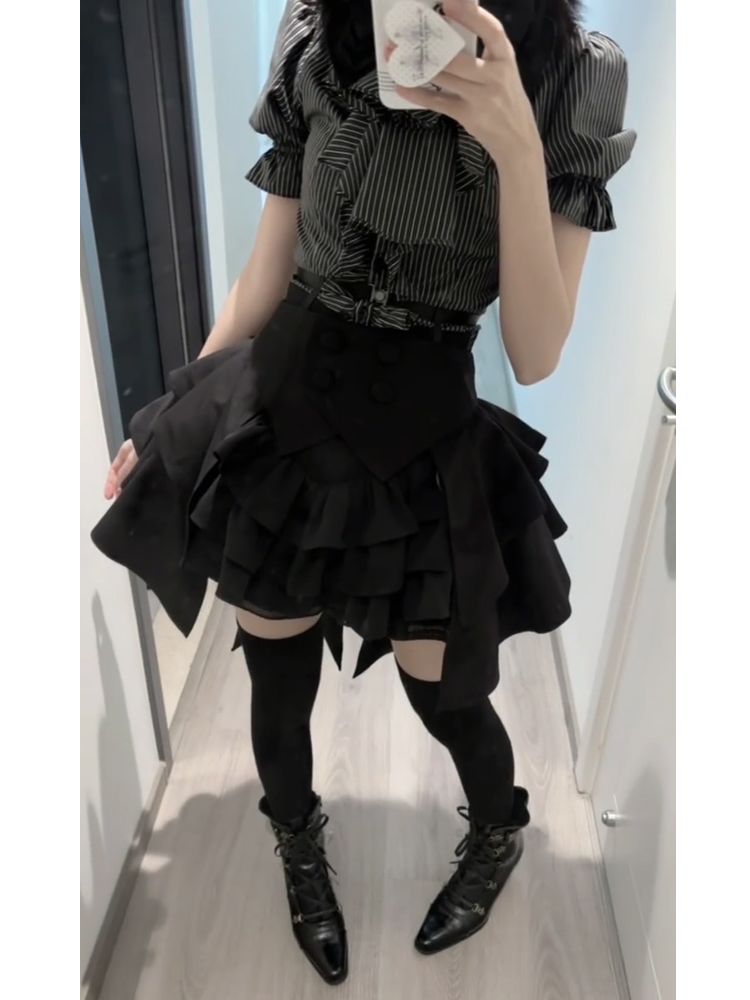ชุดเซ็ต 3 ชิ้น สไตล์โกธิคโลลิต - Puff Sleeve Blouse บทวิจารณ์และราคา