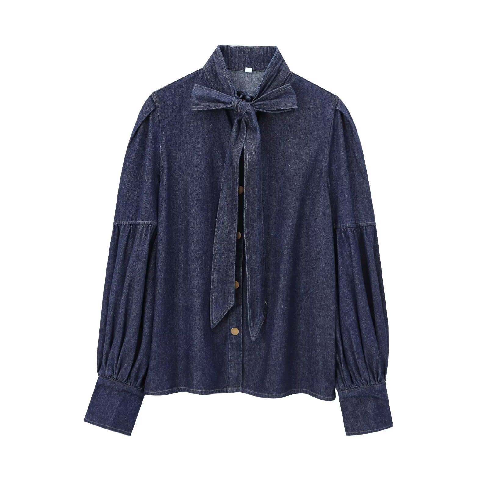 เสื้อเบลาส์ผ้าเดนิมเทียม AW Ur - Puff Sleeve Blouse บทวิจารณ์และราคา
